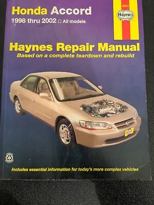 Haynes 42014 Repair Manual For Honda Accord 1998 - 2002 • $25