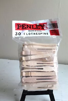 Penley 30 Flat Wooden Clothespins Bag Old Store Stock Vintage 20th Century • $13