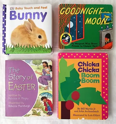 $4.99 • Buy Lot 4 Board Books Goodnight Moon, Chicka Boom, DK Baby Touch And Feel Bunny