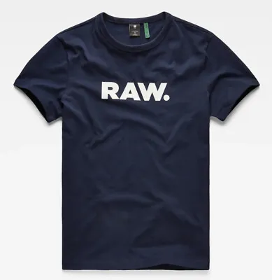 G-Star RAW Men's Sartho Blue Holorn Logo Graphic Crew-Neck Short Sleeve T-Shirt • $26.40