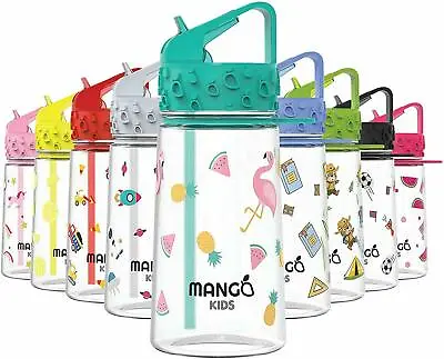 £9.49 • Buy Mango Kids Water Bottle With Straw With Flip Nozzle & Leakproof Cap - 13 Colours