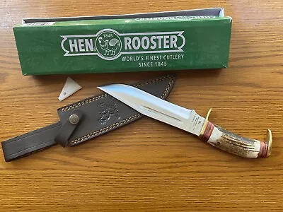 Hen & Rooster 12  Stag Elk Hunter Bowie Knife 440 Stainless Steel Hri-185 • $69.95