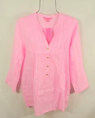 NWT LILLY PULITZER M SARASOTA Mandevilla Baby Pink Pleated Tunic Top Blouse NWT • $109.98