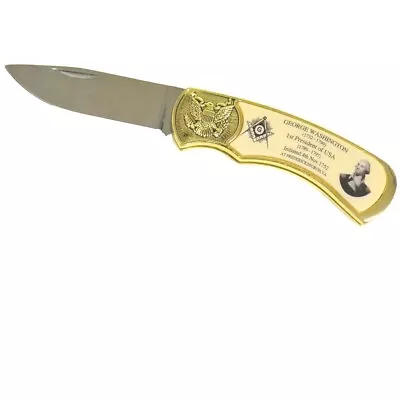 Master Free Mason George Washington Folding Pocket Knife Masonic Gift Box Set • $16.50