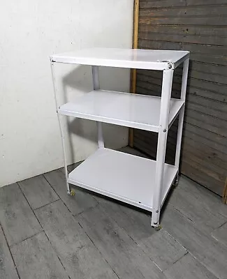 Vintage Mid Century Retro Industrial 3-Tier Metal Rolling Kitchen Utility Cart • $117