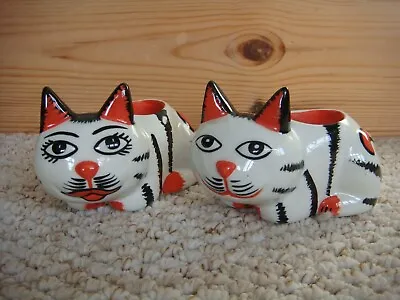 2 X Signed Ltd Ed Lorna Bailey Old Ellgreave Pottery Burslem  Cat Egg Cups • £75