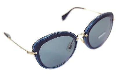 MIU 50RS 1AB-9K1 54mm Women Large Round Oval Sunglasses BLACK BLUE GOLD GREY • $188.93