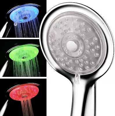 7-Color LED Handheld Shower Head Polished Chrome Automatically Color-Changing • $11.99