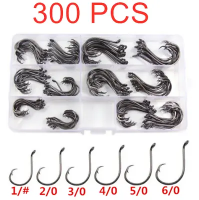 $23.99 • Buy 300 Octopus CIRCLE Fishing Hooks Chem  6 Size #1, 1/0, 2/0, 3/0, 4/0, 5/0 Sharp 