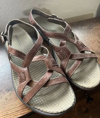 Merrell Agave Strappy Sandals Womens 8 EU 39 Autumn Tan Leather Outdoor Sporty • $22.87