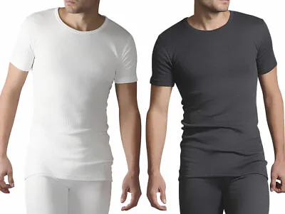 Mens Short Sleeve Vest Heat Trap Thermal Brushed T-Shirt Warm Winter Gymwear New • £6.99