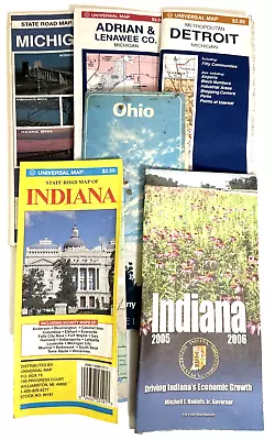 Vintage 1980-00s Road Maps Lot Of 6 Michigan Ohio Indiana Used (MM) • $9.99