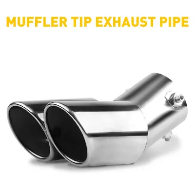 New Car Tip Muffler Dual Pipe Exhaust Titanium Tail Stainless Steel Rear Chrome • $20.22