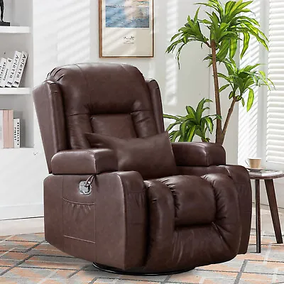 Swivel Recliner Faux Leather Massage Chair Manual Rocker Sofas For Living Room • $329.99