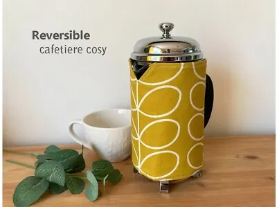 Reversible - Cafetiere Coffee Maker French Press Cover - Orla Kiely Grey Stem • £13.50