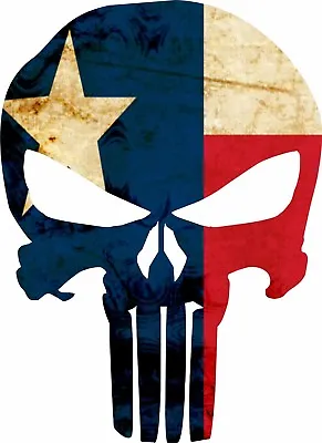 Punisher Texas Flag Bumper Sticker Vinyl Decal • $3.75