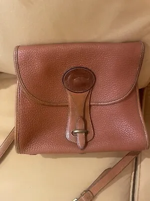 EUC Vintage Dooney Bourke Duck AWL Leather Saddle Tan Medium Essex Crossbody Bag • £30