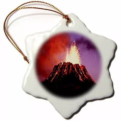 3dRose Hawaii Volcano Eruption At Night 3 Inch Snowflake Porcelain Ornament • $14.99