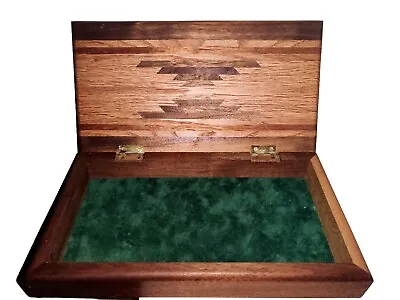 American Indian Style Decorative Wooden Box - Solid Wood - Metal Hinged Lid • $24