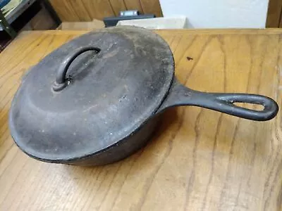 Vintage Lodge #8 CF 3 Notch Chicken Fryer With Lid 10 1/4  Cast Iron Frying Pan • $69.95