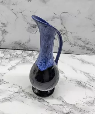 Vintage Black & Blue Pottery Vase Ewer Pitcher USA • $19.95