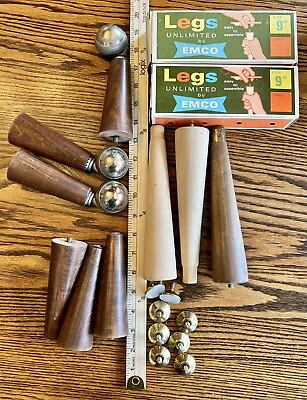 MCM Furniture Leg Lot: Emco Position Plates 6 Used Legs 2 New Legs Plus Ends • $25