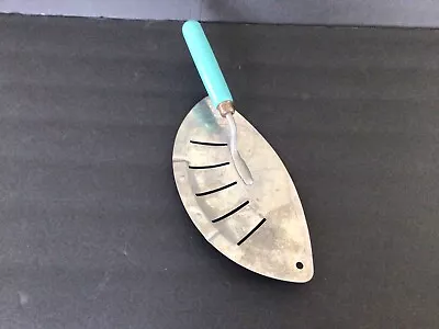 Vintage FOLEY Metal Pot Strainer Aqua Turquoise Wood Handle-Farmhouse • $8.99