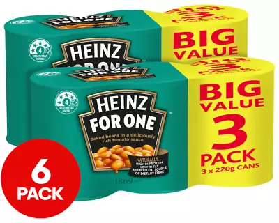 2 X 3pk Heinz Baked Beans Big Value 220g+Canned Meals 6 Cans Protein And Dietary • $15.49