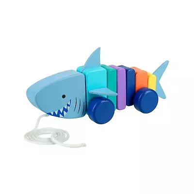 £17.99 • Buy Childrens Pull Along Toy Shark | Wooden Push And Pull Along Toy For 1 Year Olds