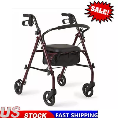 Rollator Walker With Seat Steel Rolling Walker With 6-inch Wheels Medical Walker • $61.41