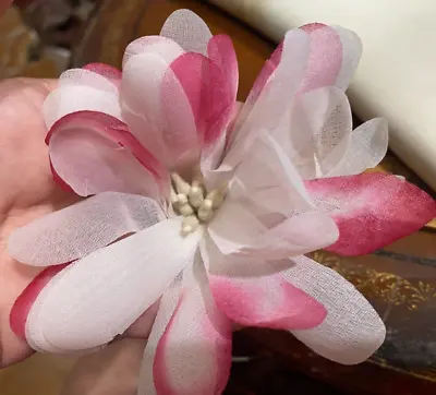 Vintage Millinery Silk Petal Flower 4  Pink White 1pc Made In Japan • $5.99