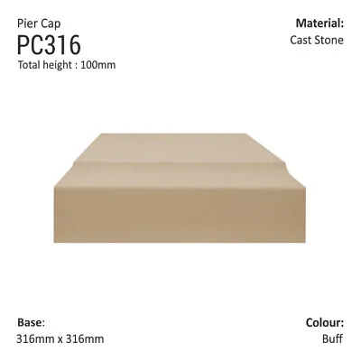 Pier Cap 316mm X 316mm Cast Stone 3 Colours Free UK Mainland Delivery • £44.99