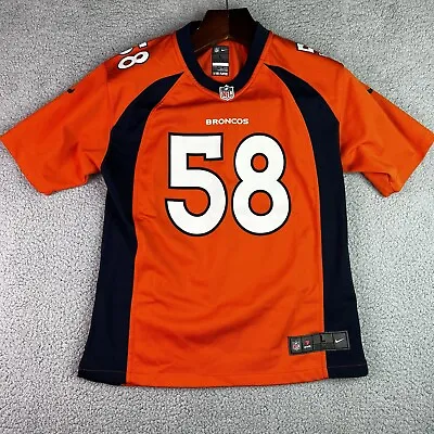 Von Miller 58 Denver Broncos Nike Boys Jersey Orange Black NFL Football L 14/16 • $23