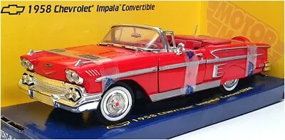 Motor Max 1/24 Scale Diecast 73200 - 1958 Chevrolet Impala Conv - Red • $84.69