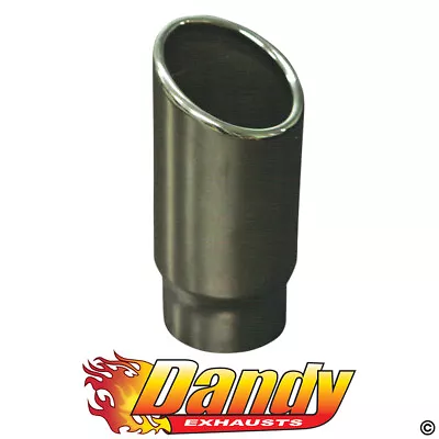 Exhaust Tip Angle Cut Rolled In 2.5  In - 3  Out 5  Long 304 Stainless Steel • $45