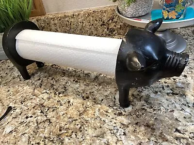 Vintage Wooden Pig Paper Towel Holder Great For A Farmhouse! • $18
