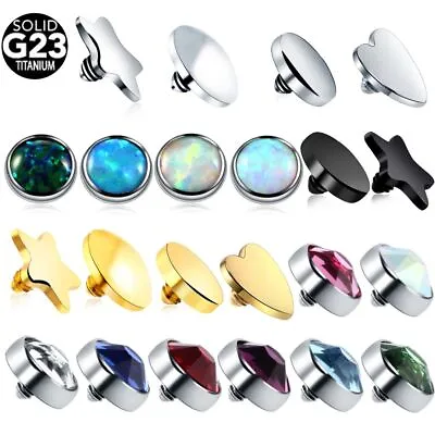 Dermal Anchor Top- G23 Titanium Piercing Micro CZ Gem Crystal Body Piercings 14G • $11.31