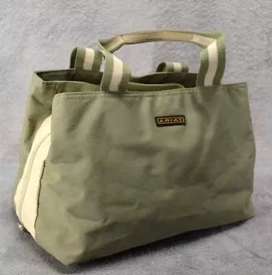 Ariat Canvas Handbag Purse Equestrian Carry-All Casual 3 Pocket 12  Khaki Tan • $19.99