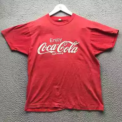 Vintage Enjoy Coca-Cola T-Shirt Men Large Short Sleeve Graphic Single Stitch Red • $19.99