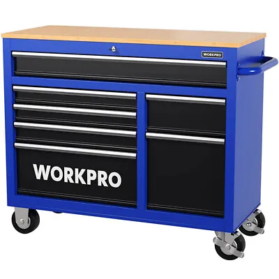WORKPRO 7-Drawer 42  Rolling Tool Chest Mobile Tool Storage Cabinet W/Wooden Top • $899.99