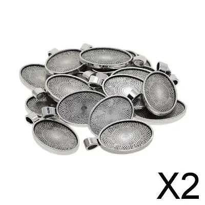 2X 20x Tibetan Silver Oval Pendants DIY Cabochon Blank Bezel Base Trays 20x30mm • £9.96