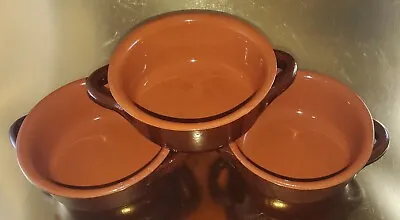 Vintage VULCANIA Terracotta 3 Handled SOUP BOWLS #14 Excellent Condition ITALY • $29