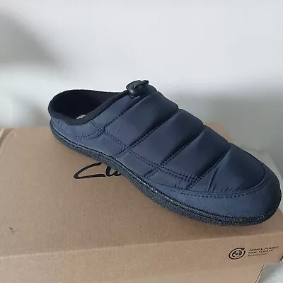 Clarks Pilton Mule Mens Navy Synthetic Lined Slippers House Outdoor Shoes Size 9 • £30