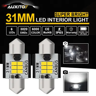 Auxito 2x Car 12v Led 31mm Festoon Interior White Light Bulb 3020 6smd Auto Dome • $14.99