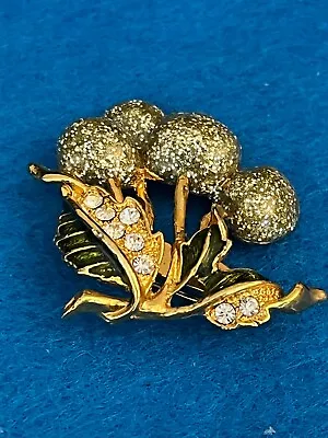 Vintage Gold & Silver Sparkle PomPom FLowers With Rhinestones & Enamel • $14