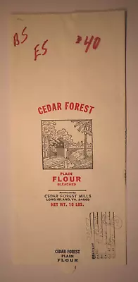 LARGE Vintage Paper Sack Bag - CEDAR FOREST MILLS FLOUR LONG ISLAND VA  2003 • $18