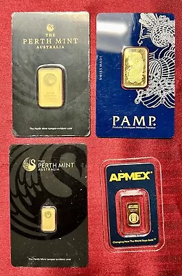 22 GRAMS Of 999.9 Gold: (2) 10g (2) 1g Assay Sealed Fractional Bars Sigma✅Tested • $1969