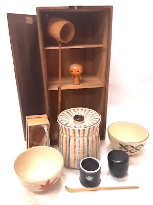 Vintage Japanese Tea Set Pottery Tea Ceremony Traditional Bowls Ceramics #9 • $175