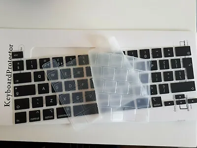 2x UK EU Keyboard Covers For Apple MacBook PRO 13 A2338 (M1) 2020 CLEAR & BLACK • £6.95