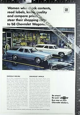 1968 Chevelle Malibu Chevrolet Impala Station Wagon Right Fender Door View Ad 68 • $10.50